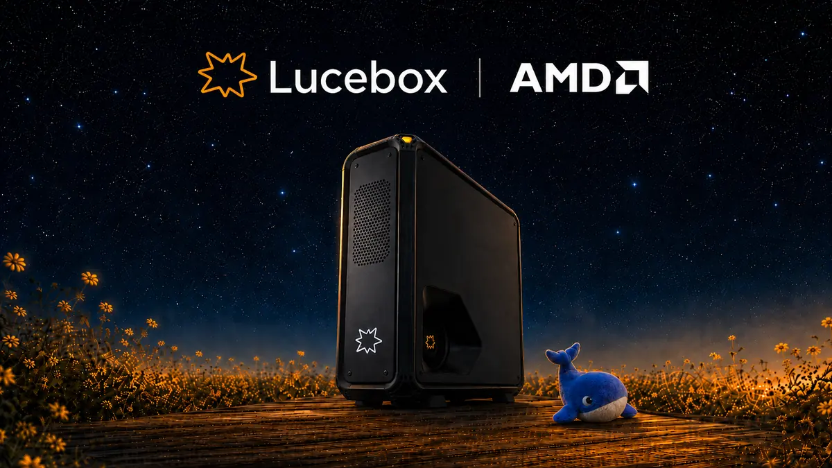 An AMD-powered Lucebox combining a Radeon AI PRO R9700 with a Ryzen AI MAX+ 395